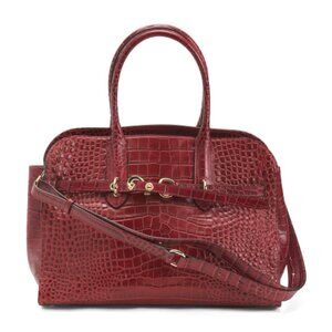 CLAUDIA Made In Italy Leather Croco Belt Buckle Satchel